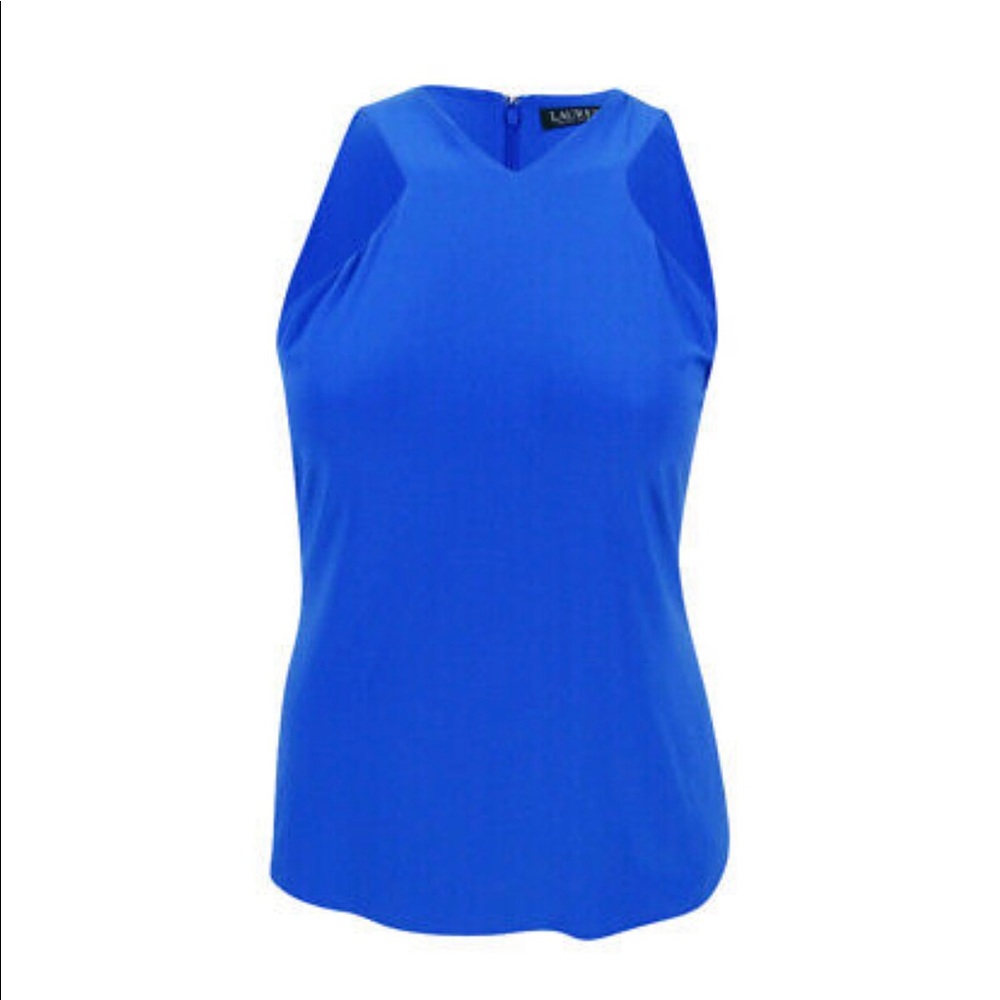 Lauren Ralph Lauren Cutaway Blue Shirt Blouse Tank